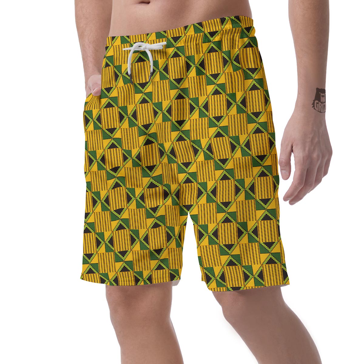 African Kente Print Pattern Men's Shorts-grizzshop