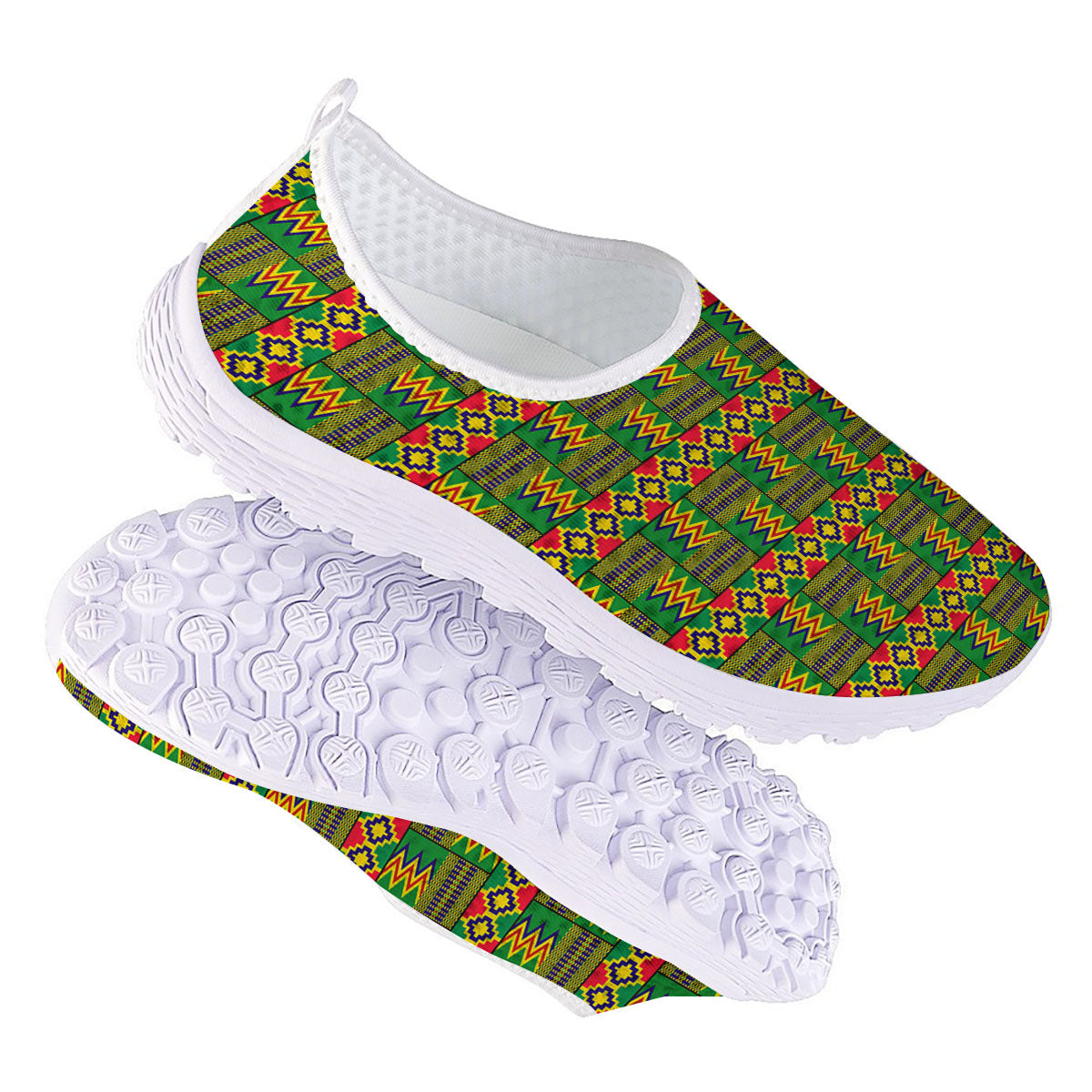 African Kente Print Pattern Nurse Shoes-grizzshop