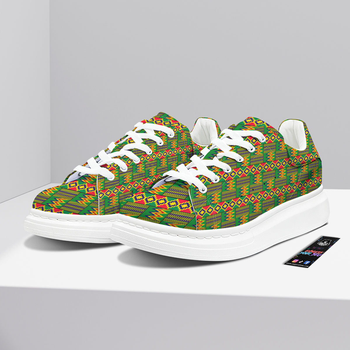 African Kente Print Pattern Platform Shoes-grizzshop