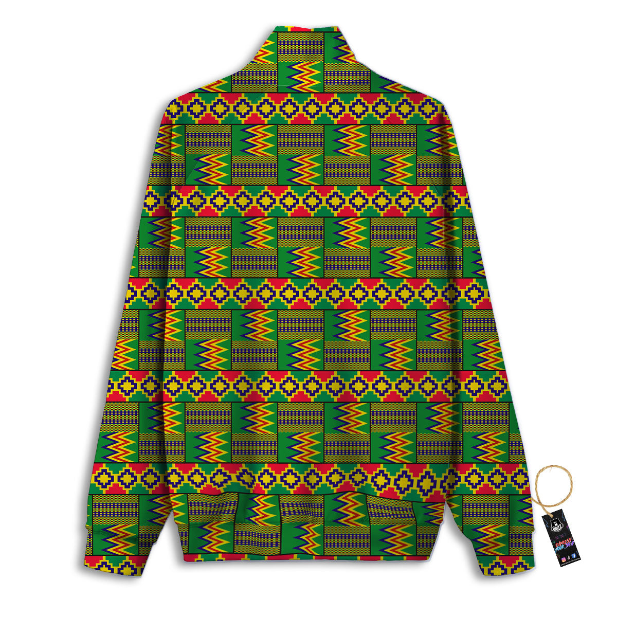 African Kente Print Pattern Track Jacket-grizzshop
