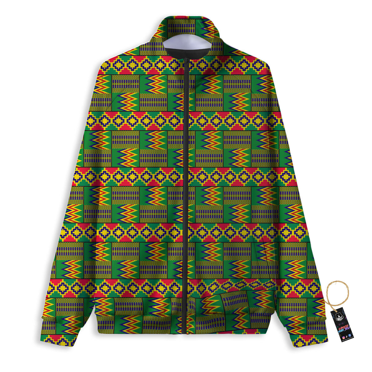 African Kente Print Pattern Track Jacket-grizzshop