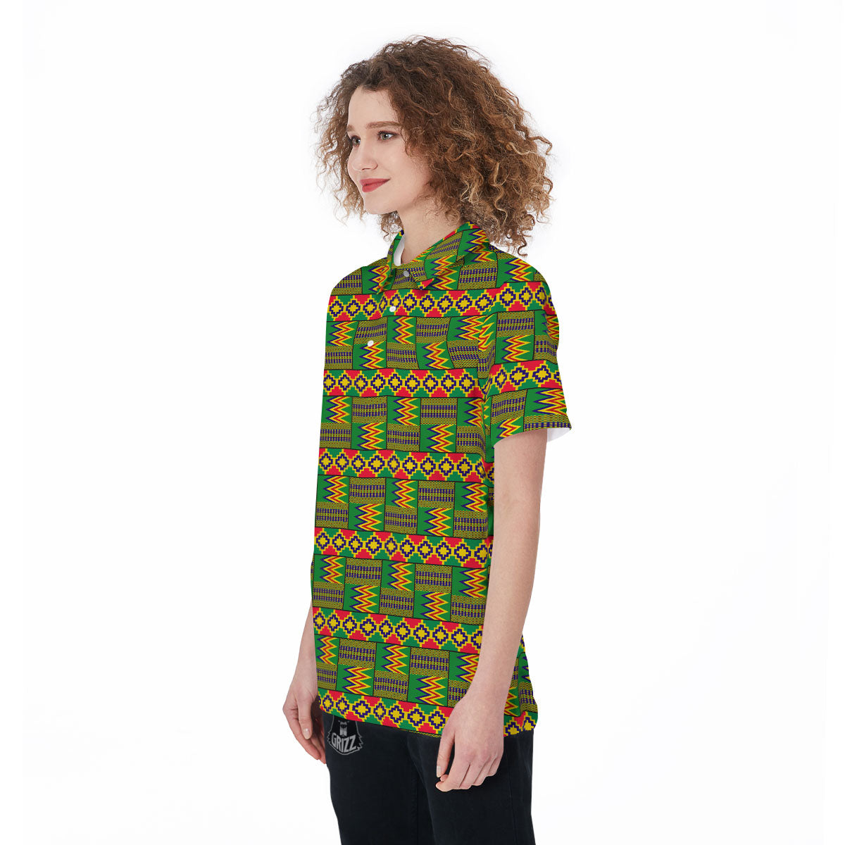 African Kente Print Pattern Women's Golf Shirts-grizzshop
