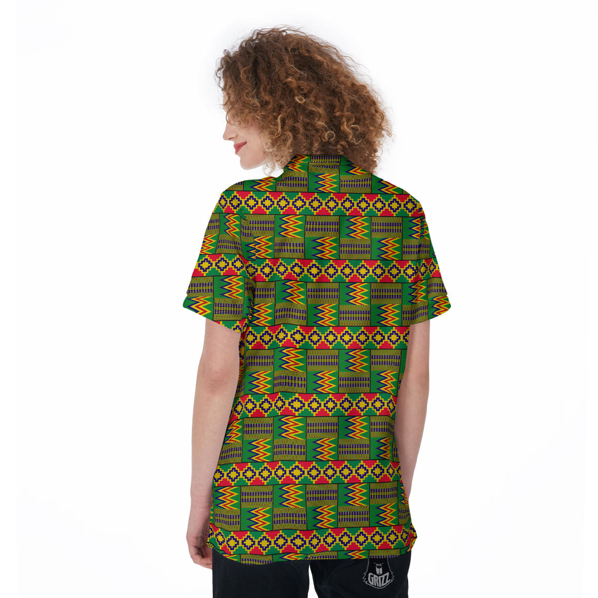 African Kente Print Pattern Women's Golf Shirts-grizzshop