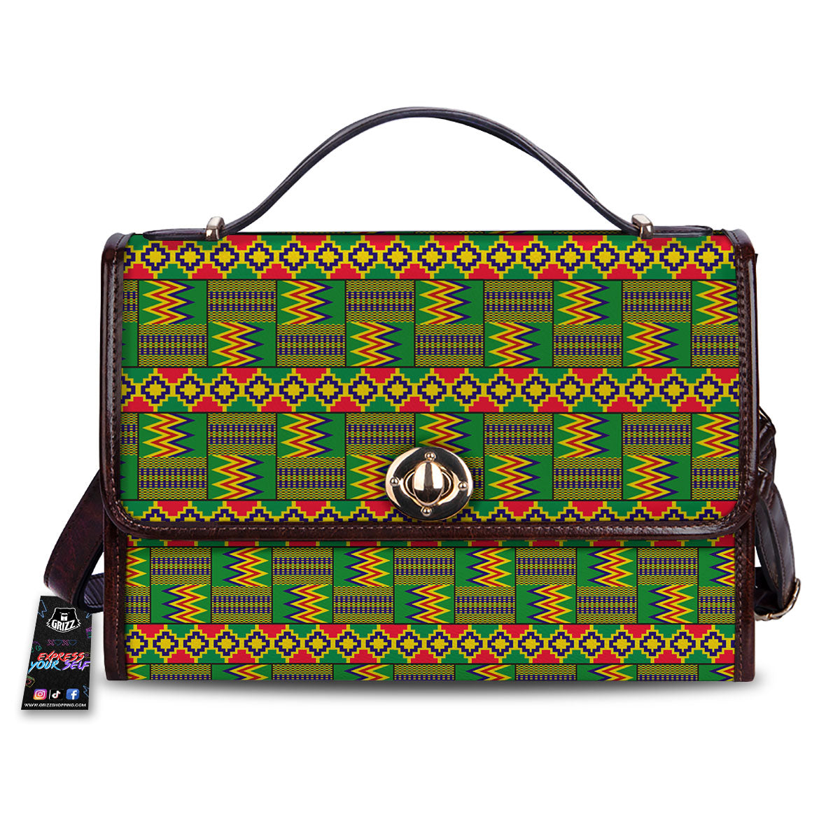 African Kente Print Pattern Women's Satchel Bag-grizzshop
