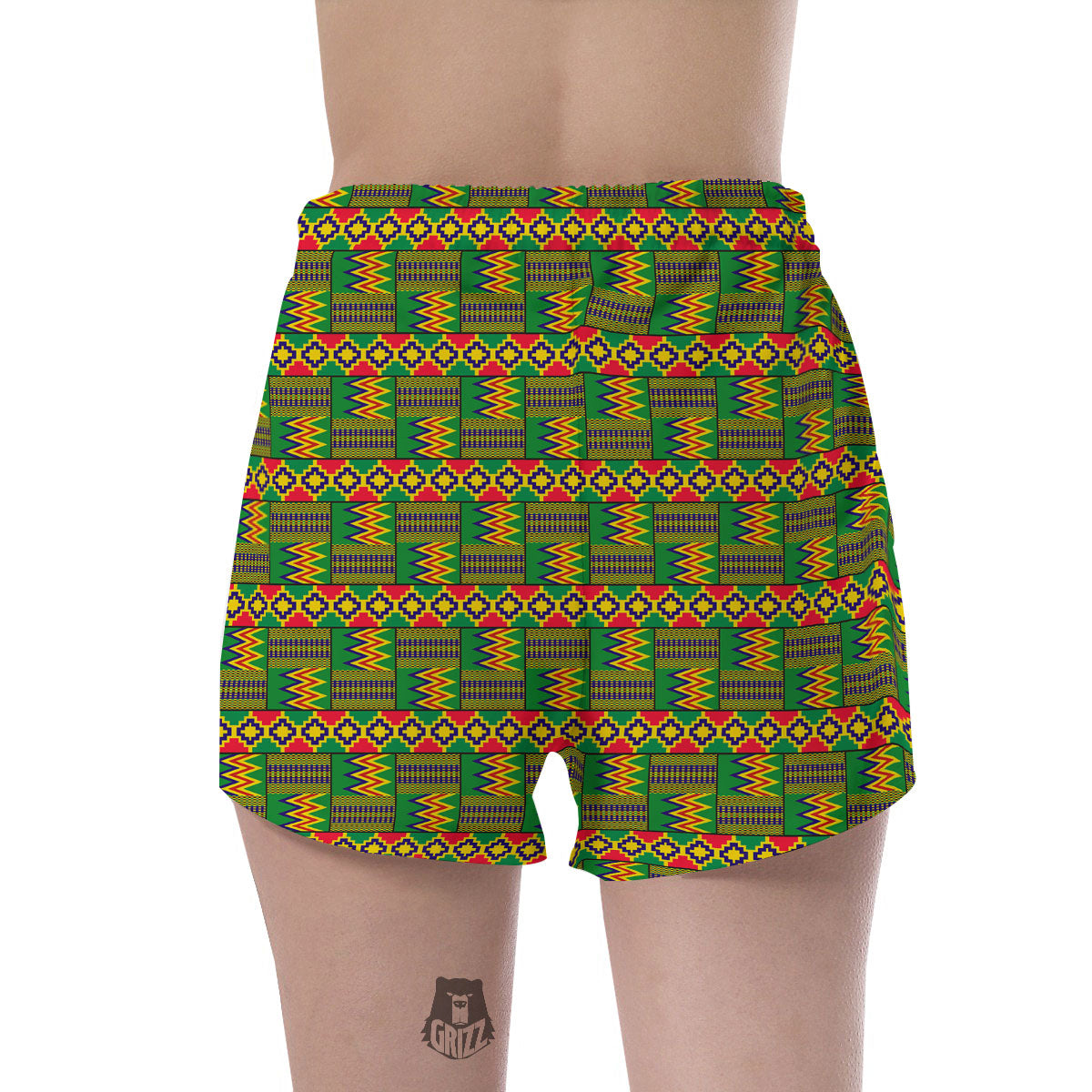 African Kente Print Pattern Women's Shorts-grizzshop