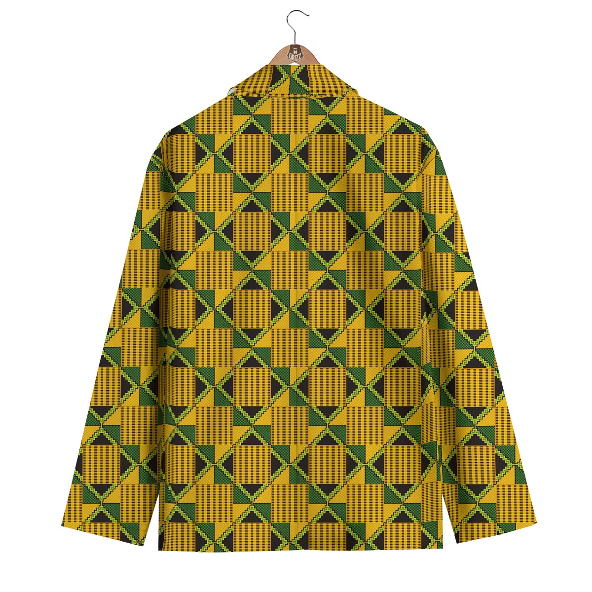 African Kente Yellow Print Pattern Men's Blazer-grizzshop