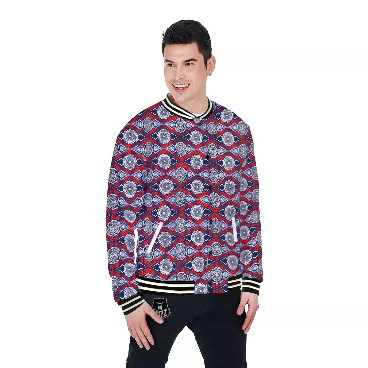 African Kitenge Print Baseball Jacket-grizzshop