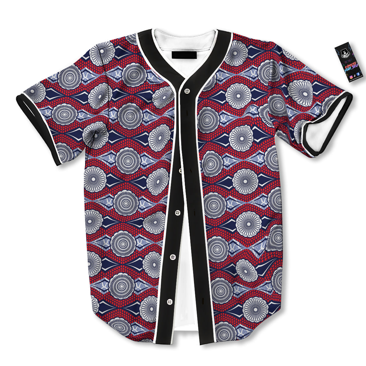 African Kitenge Print Baseball Jersey-grizzshop
