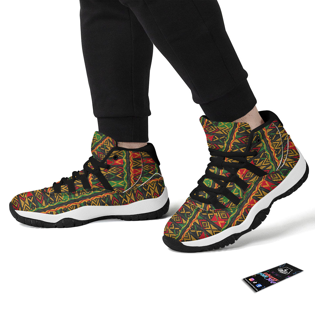 African Pattern Black Bball Shoes-grizzshop