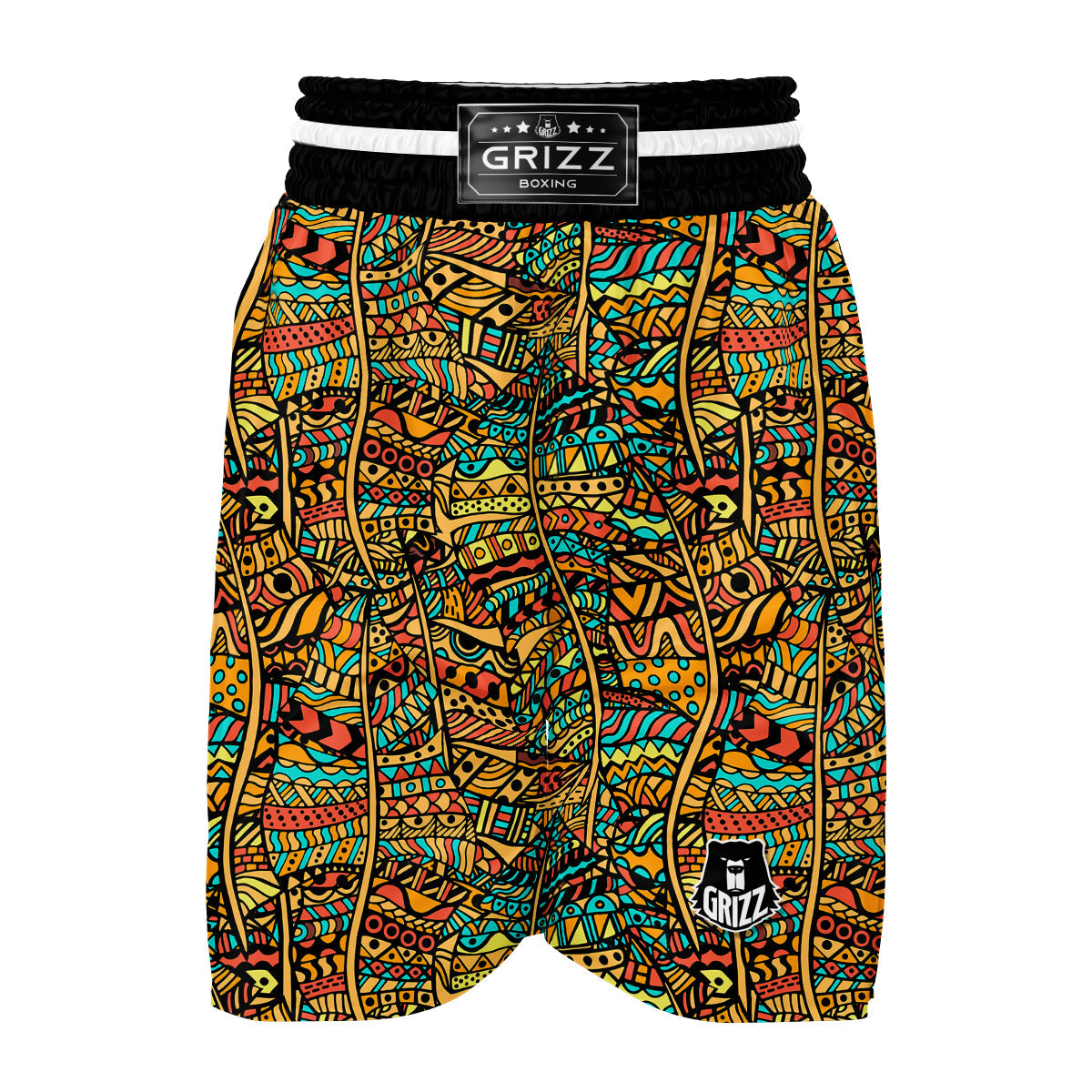 African Pattern Print Boxing Shorts-grizzshop