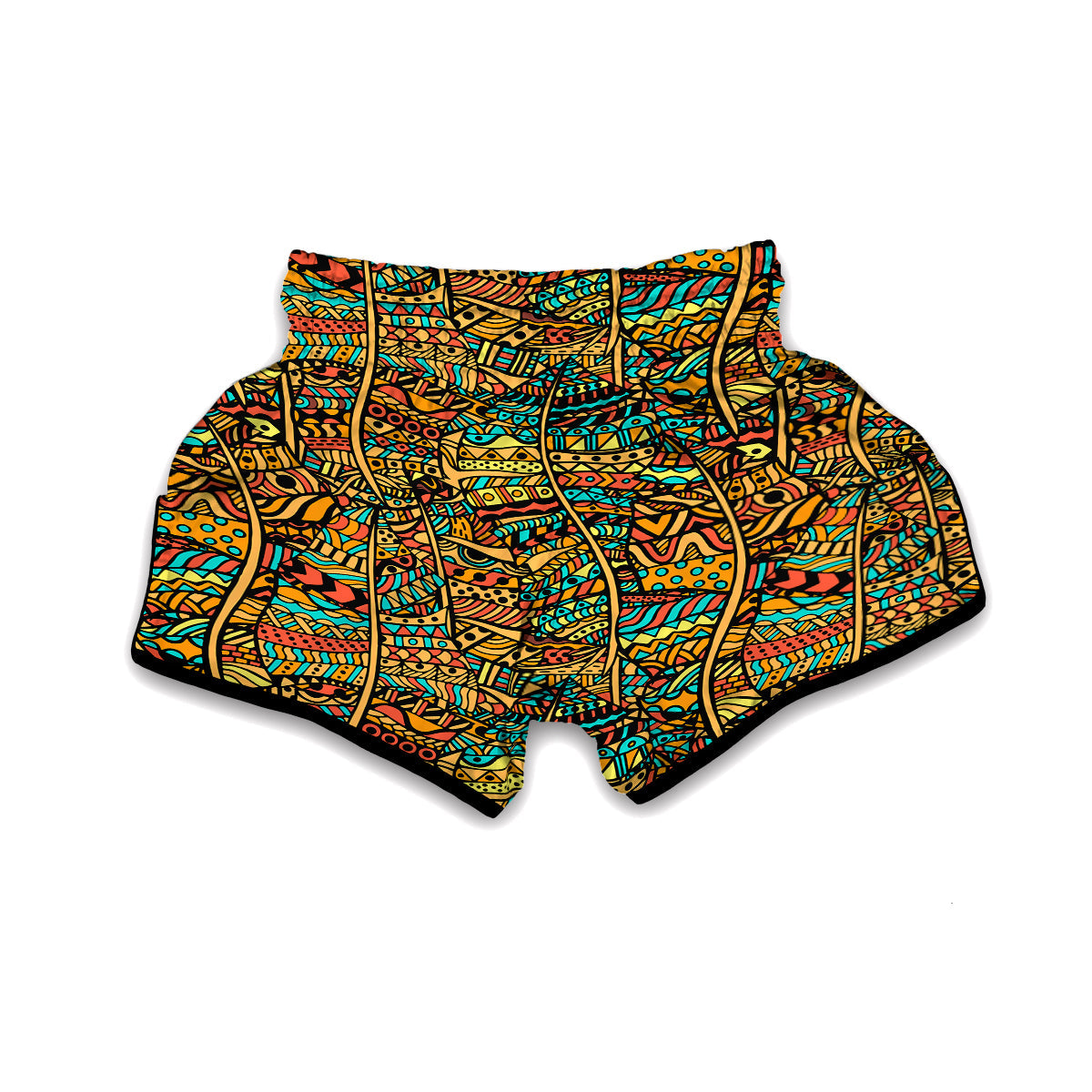 African Pattern Print Muay Thai Boxing Shorts-grizzshop