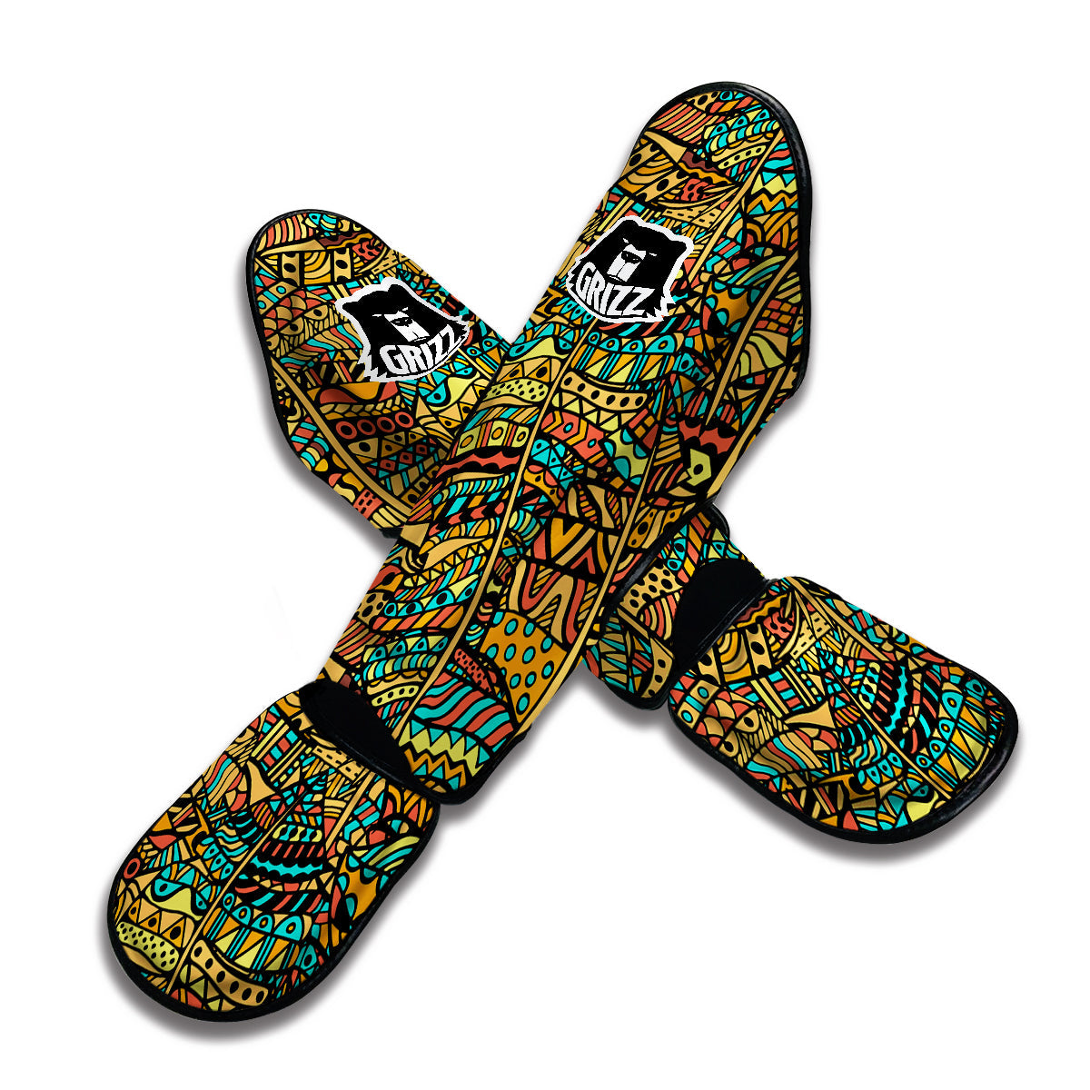 African Pattern Print Muay Thai Shin Guards-grizzshop