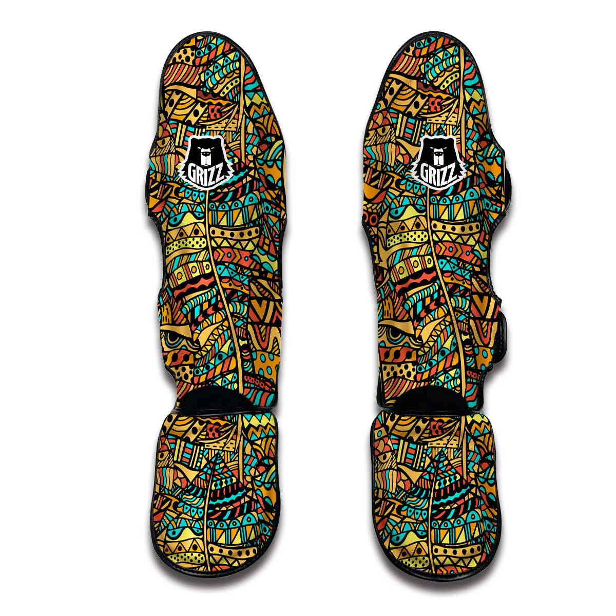 African Pattern Print Muay Thai Shin Guards-grizzshop