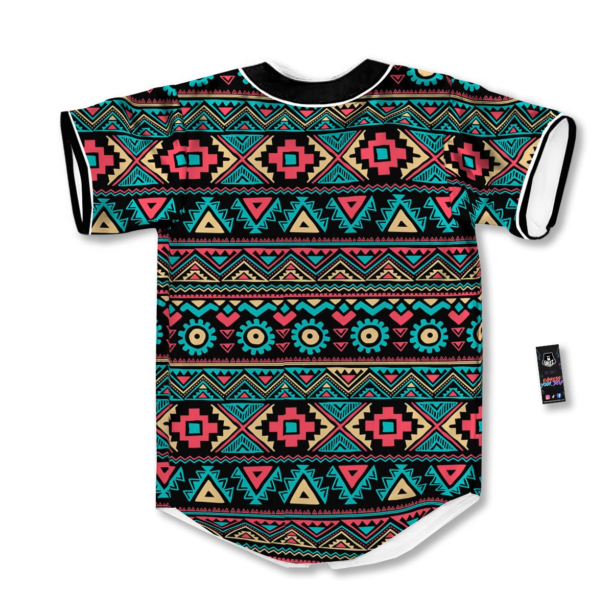 African Tribal Ethnic Print Pattern Baseball Jersey-grizzshop