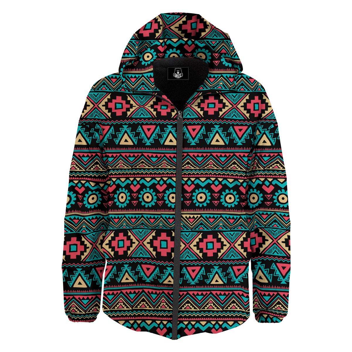 African Tribal Ethnic Print Pattern Down Jacket-grizzshop