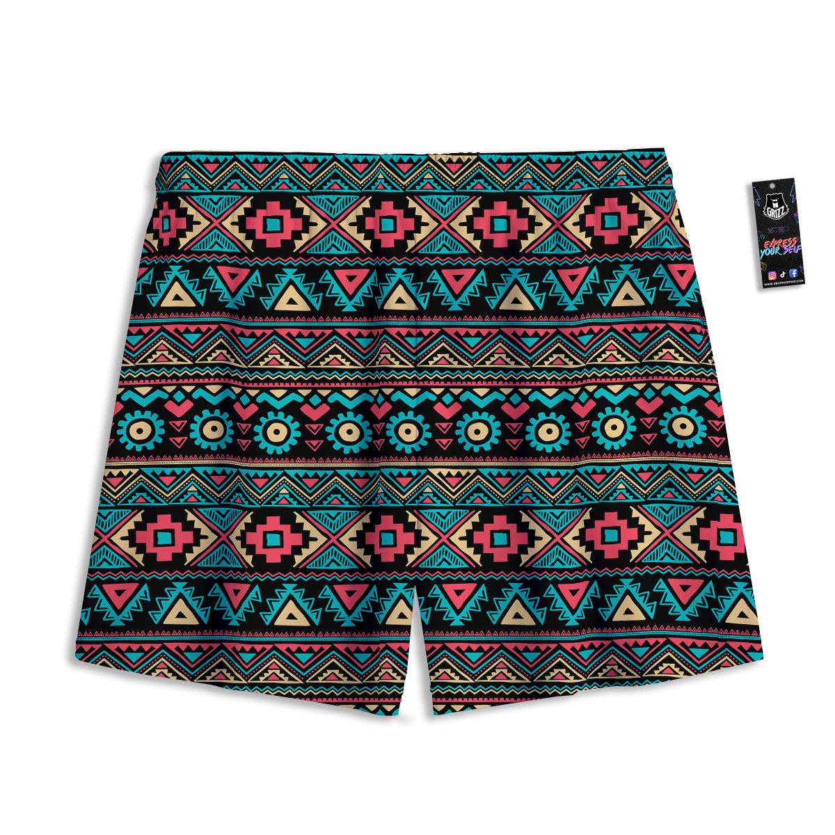 African Tribal Ethnic Print Pattern Mesh Shorts