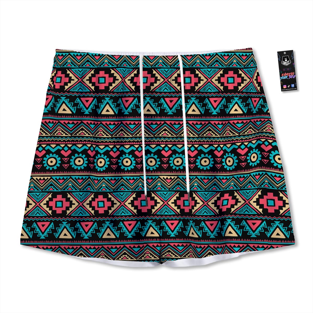 African Tribal Ethnic Print Pattern Mesh Shorts