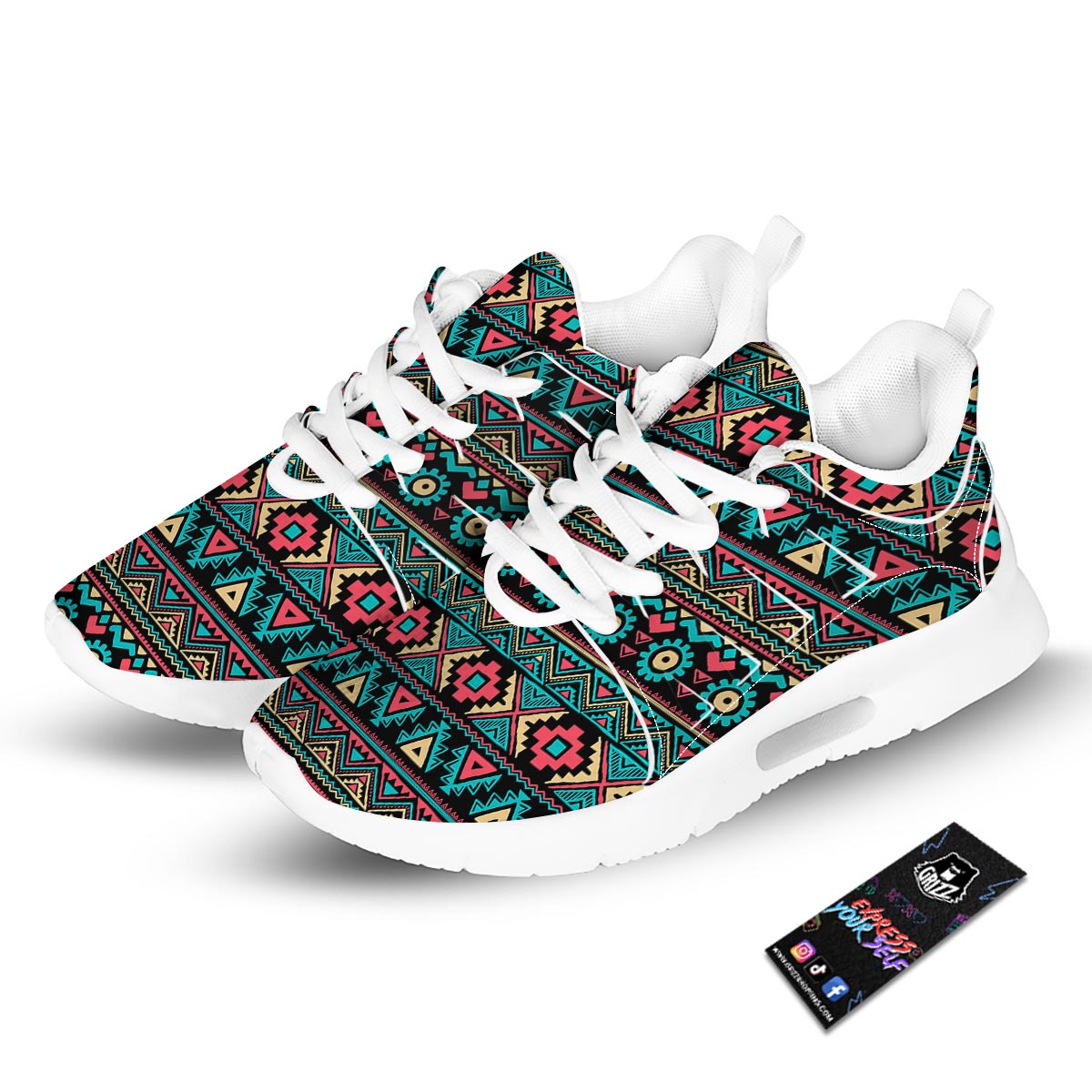 African Tribal Ethnic Print Pattern Tennis Shoes-grizzshop