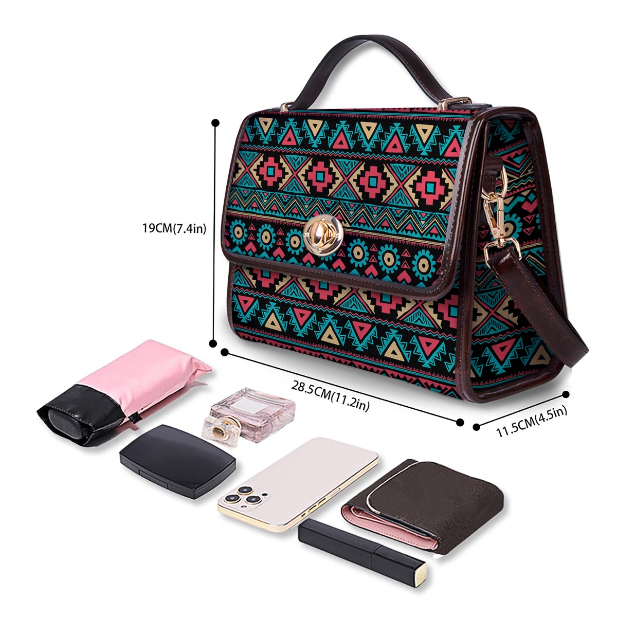 African Tribal Ethnic Print Pattern Women's Satchel Bag-grizzshop