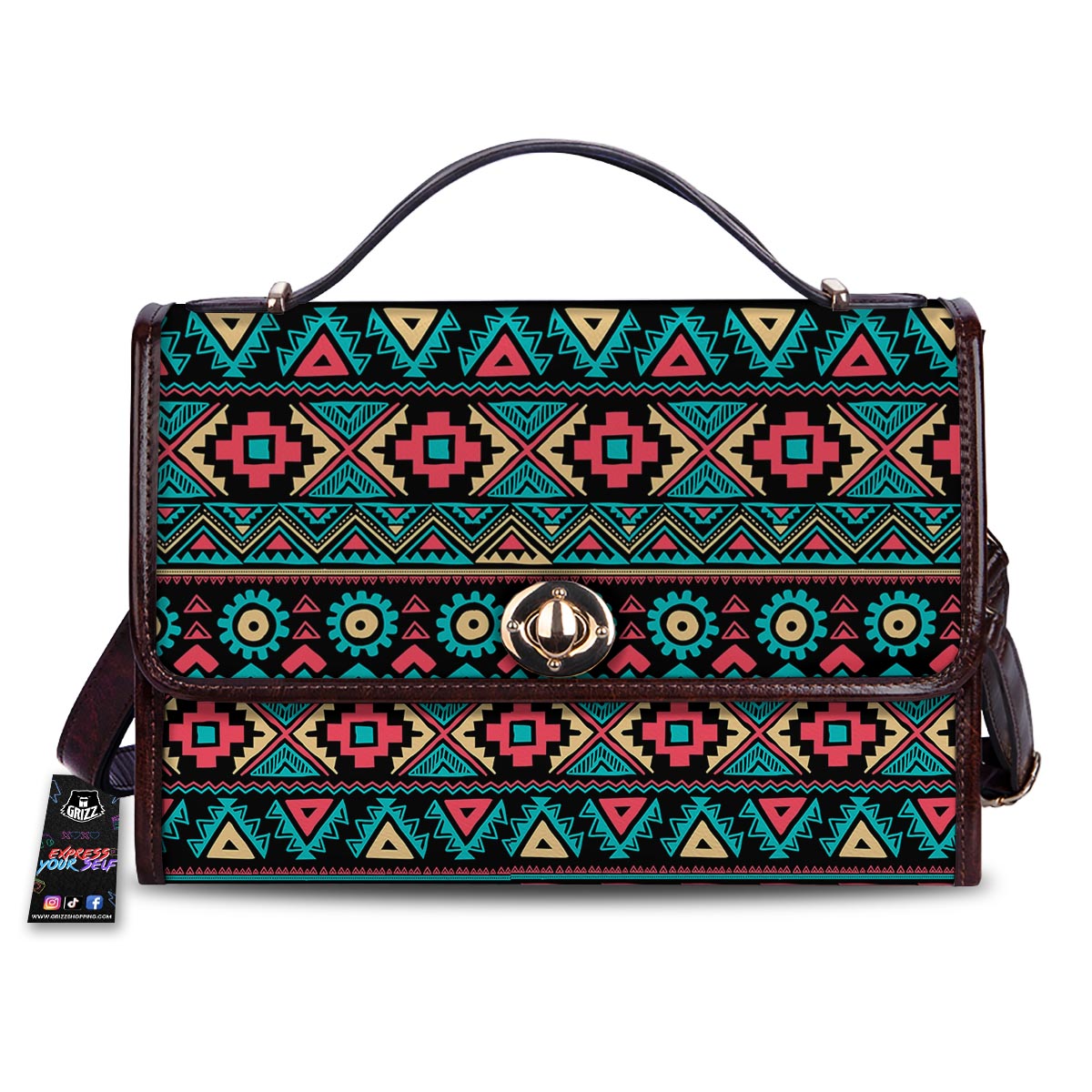 African Tribal Ethnic Print Pattern Women's Satchel Bag-grizzshop