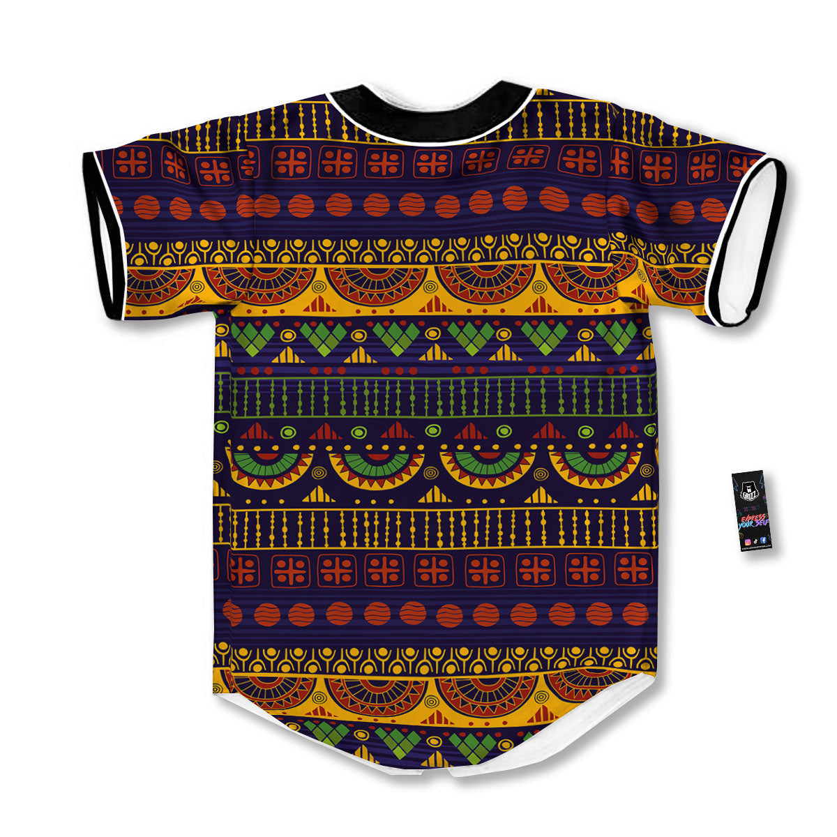 African Tribal Native Print Pattern Baseball Jersey-grizzshop