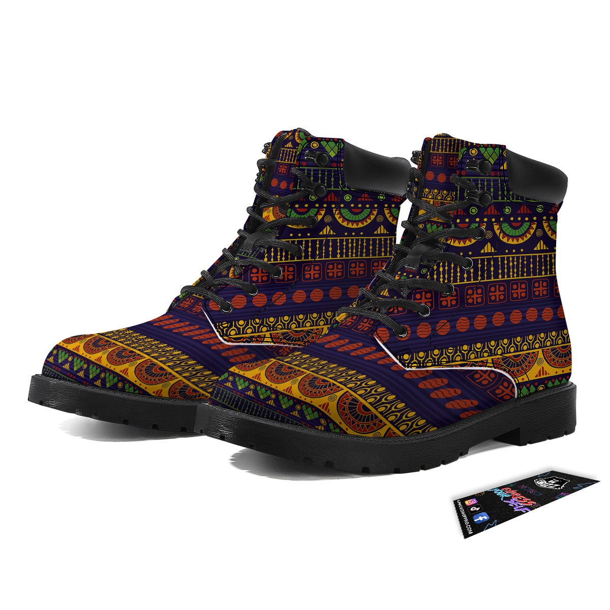 African Tribal Native Print Pattern Boots-grizzshop