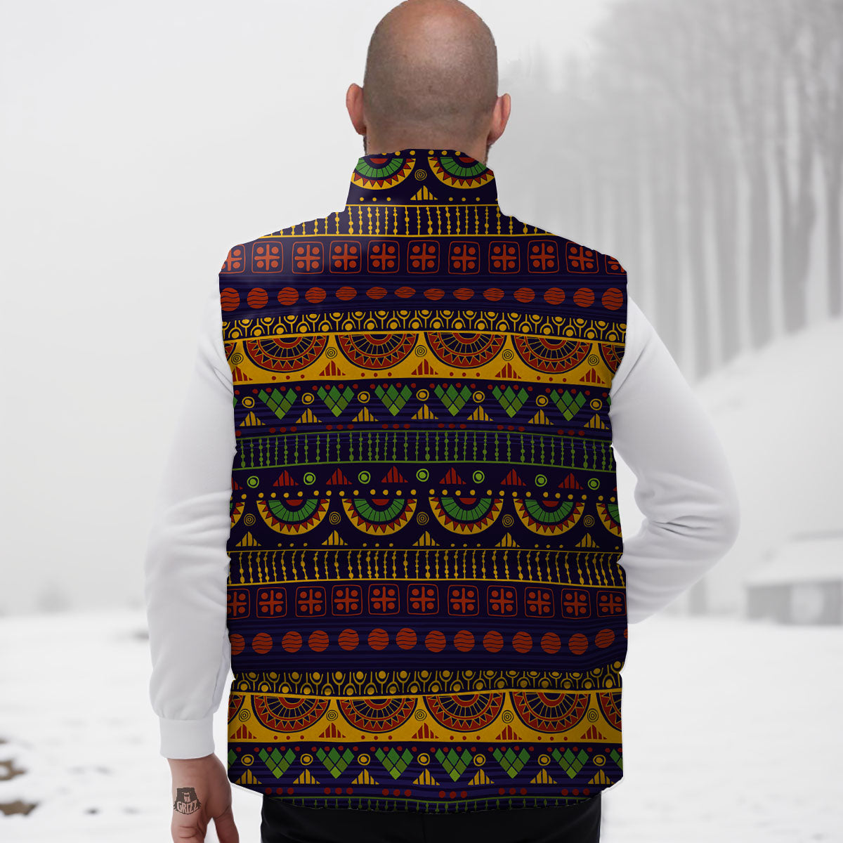 African Tribal Native Print Pattern Down Vest