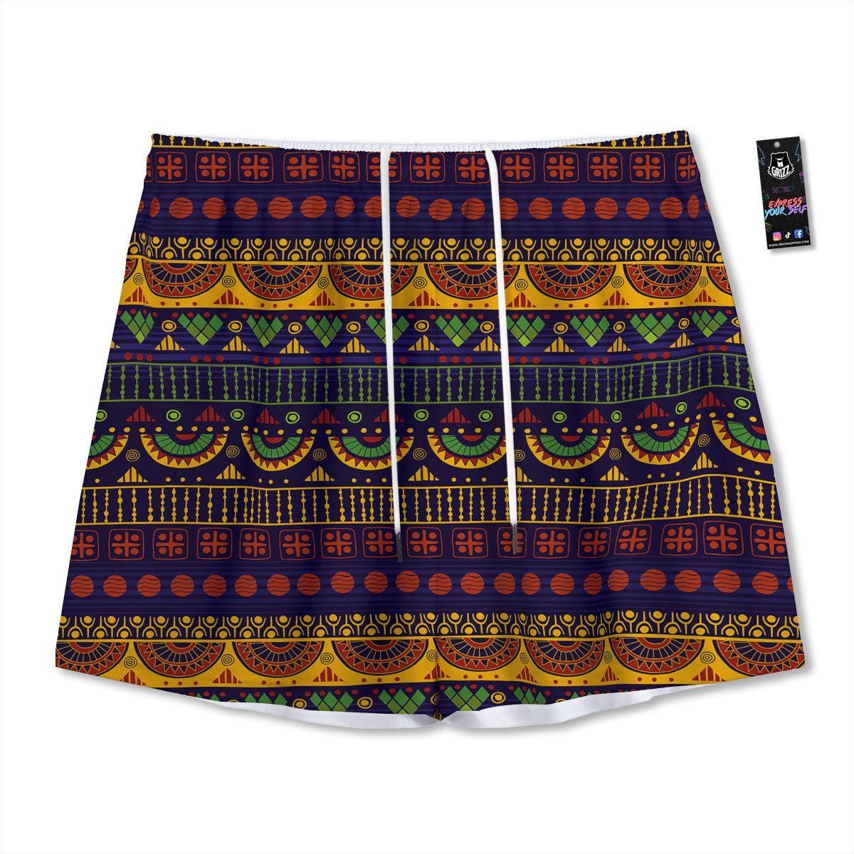 African Tribal Native Print Pattern Mesh Shorts