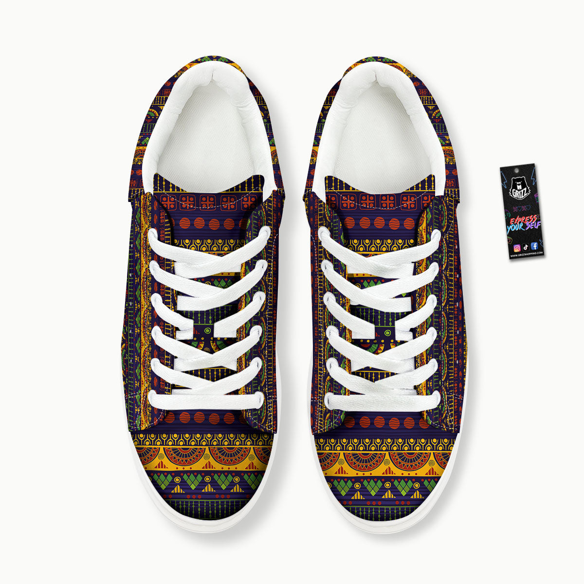 African Tribal Native Print Pattern Platform Shoes-grizzshop