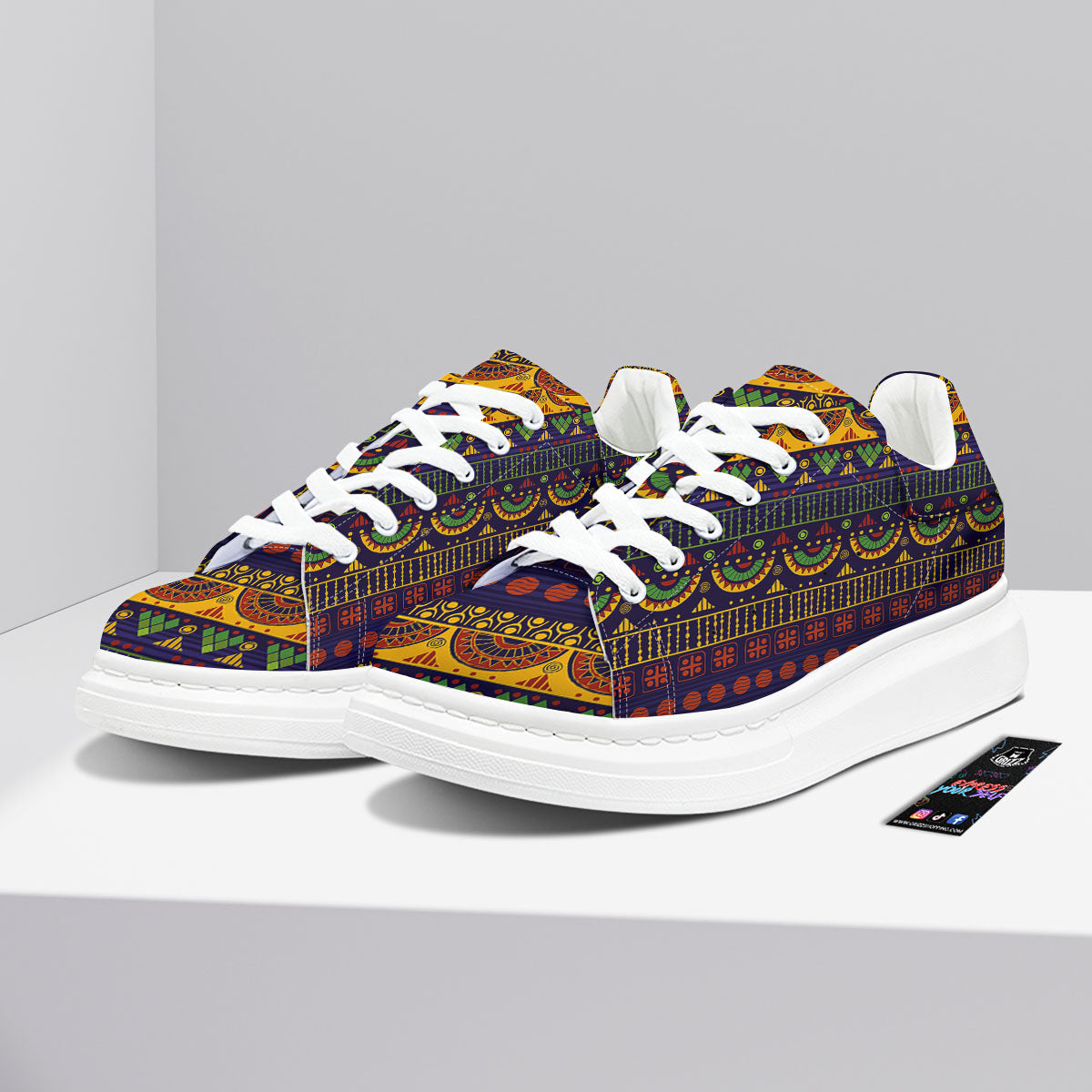 African Tribal Native Print Pattern Platform Shoes-grizzshop