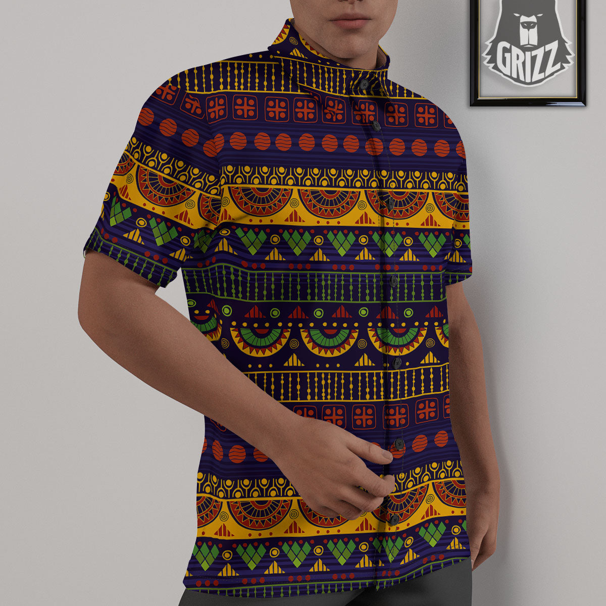 African Tribal Native Print Pattern Untucked Shirts-grizzshop
