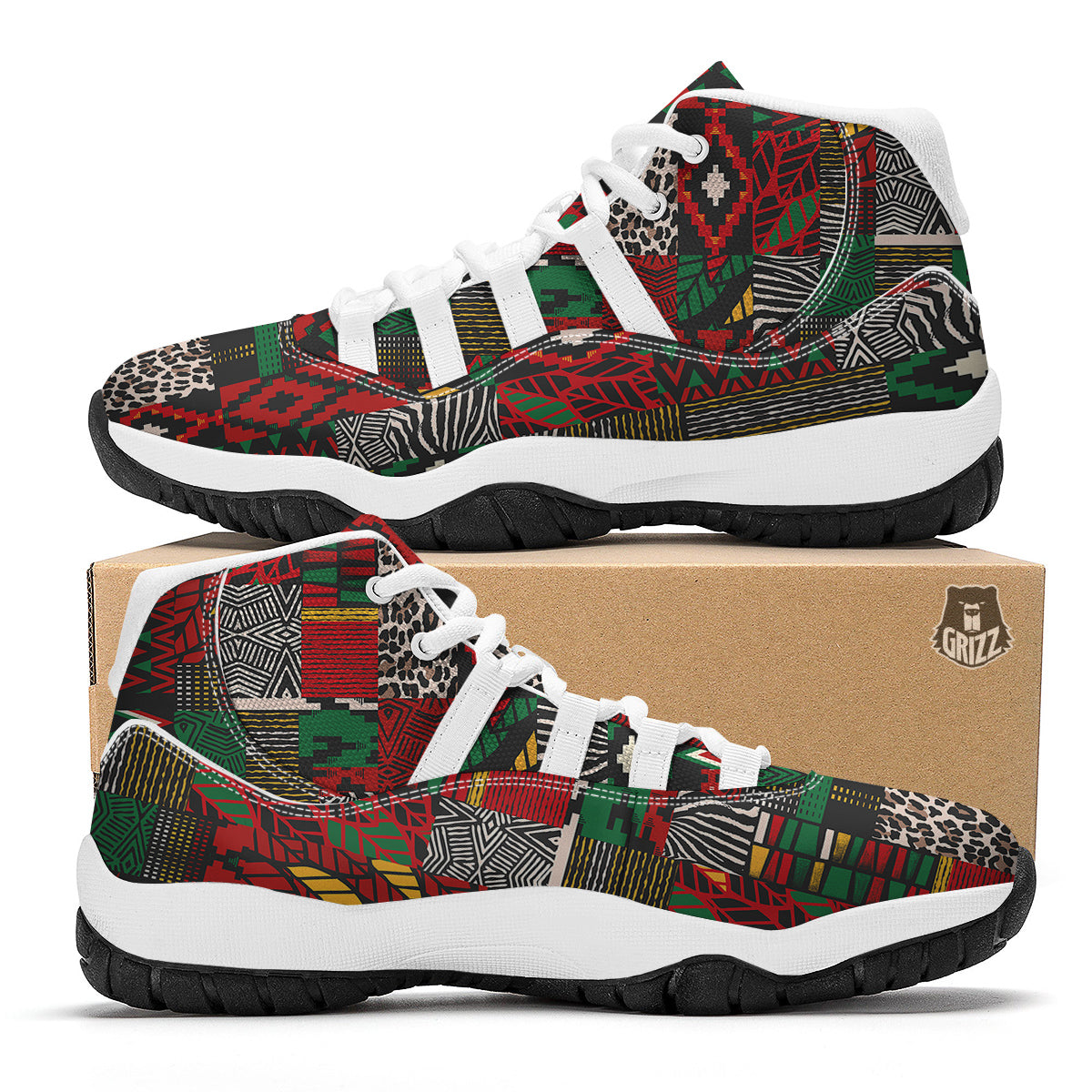 African White Bball Shoes-grizzshop