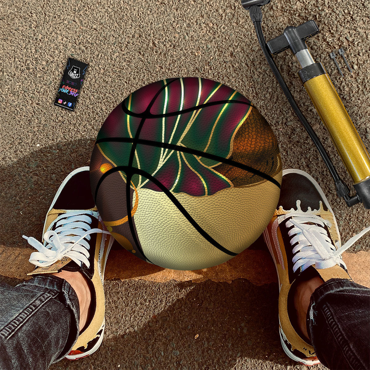 African Afro Gold And Black Print Basketball