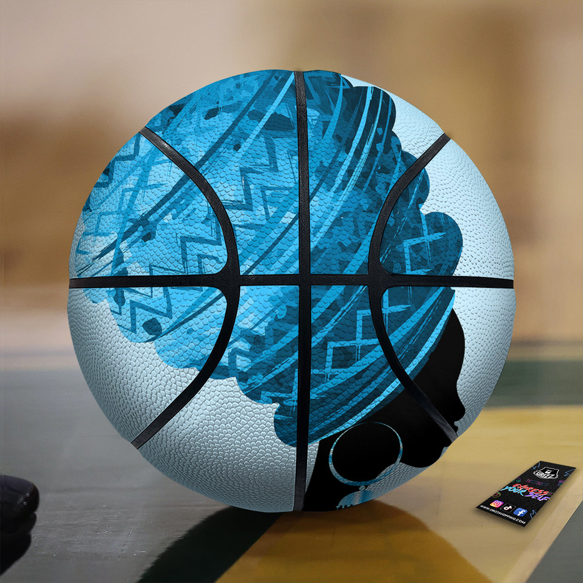African Dashiki Black And Blue Print Basketball