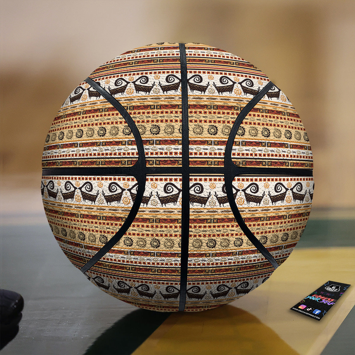 African Ethnic Brown Print Pattern Basketball