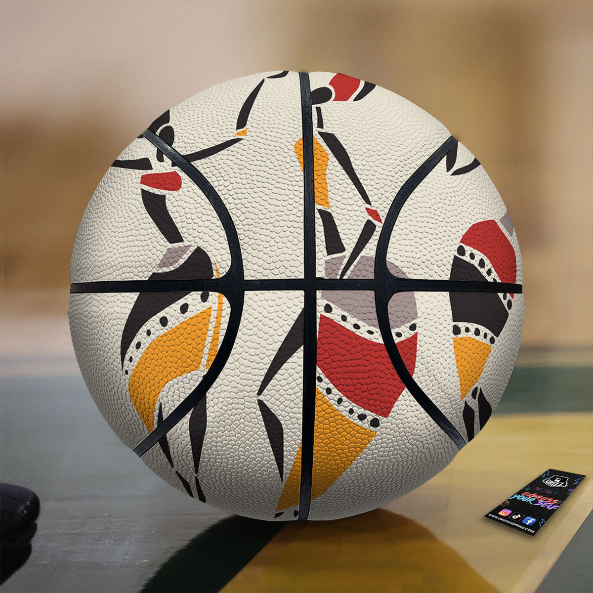 African Dashiki Black And Orange Print Basketball