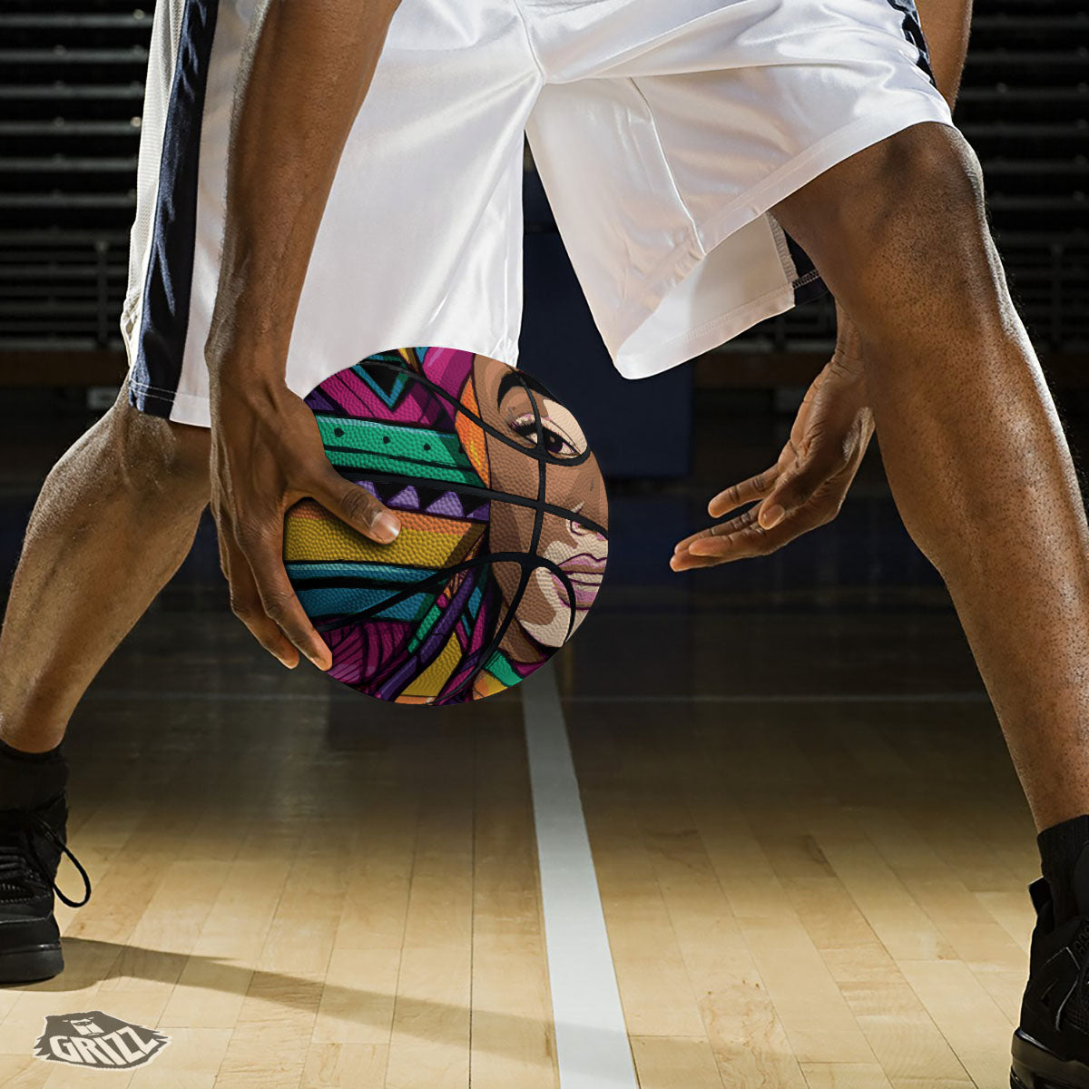 African Girl Art Print Basketball