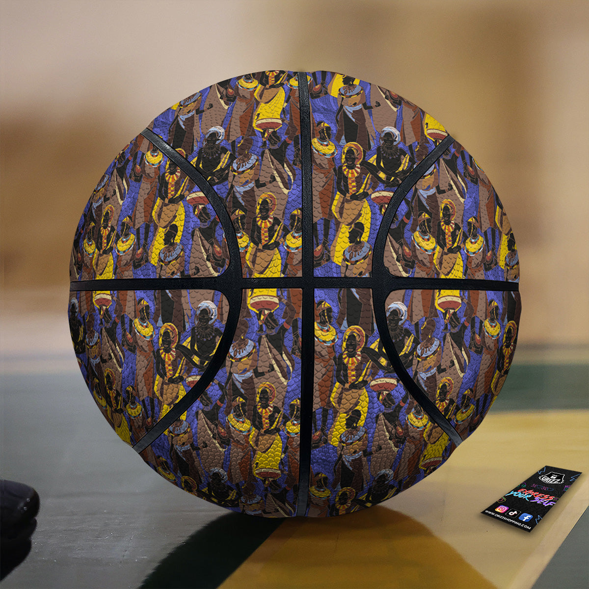 African Girl Art Print Pattern Basketball
