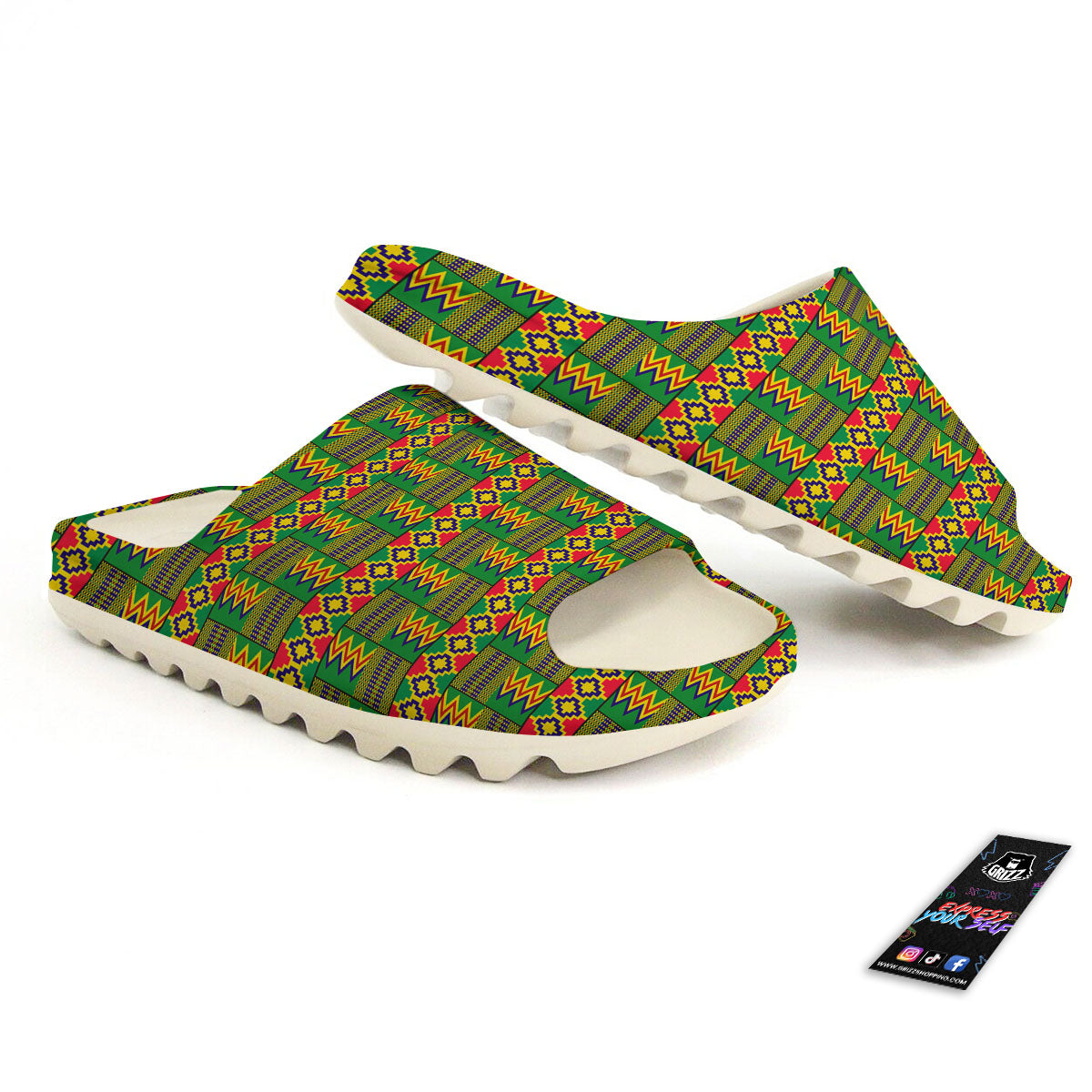 African Kente Print Pattern Sandals-grizzshop