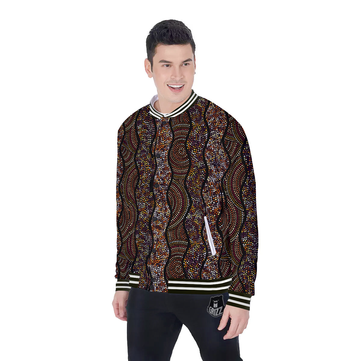 Afro African Dot Print Pattern Baseball Jacket-grizzshop