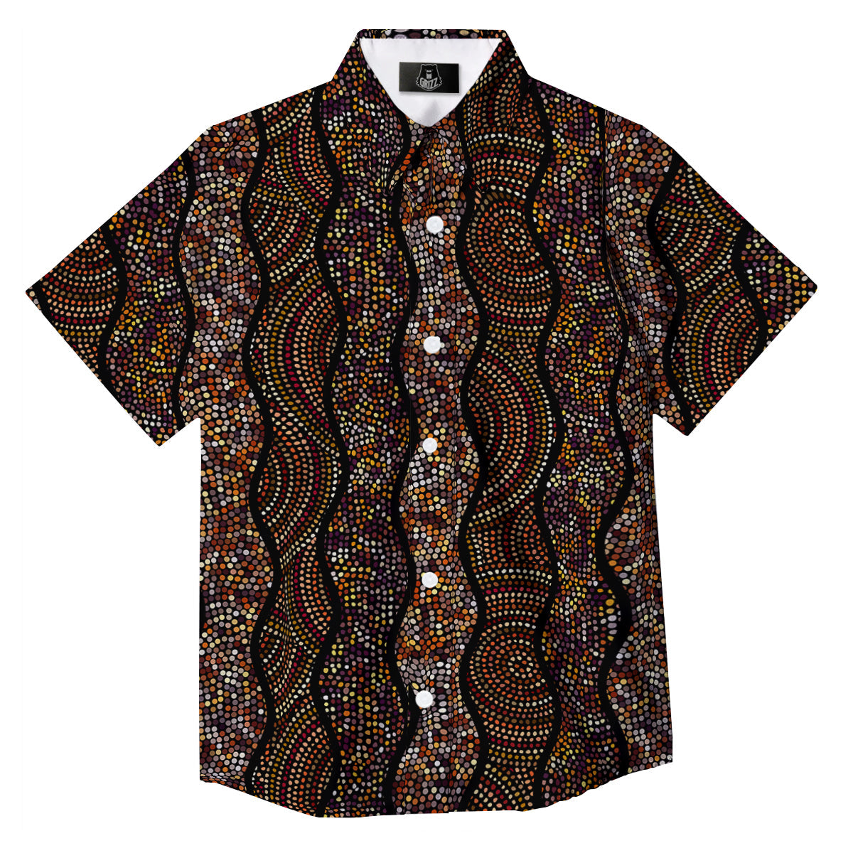 Afro African Dot Print Pattern Button Up Shirt-grizzshop