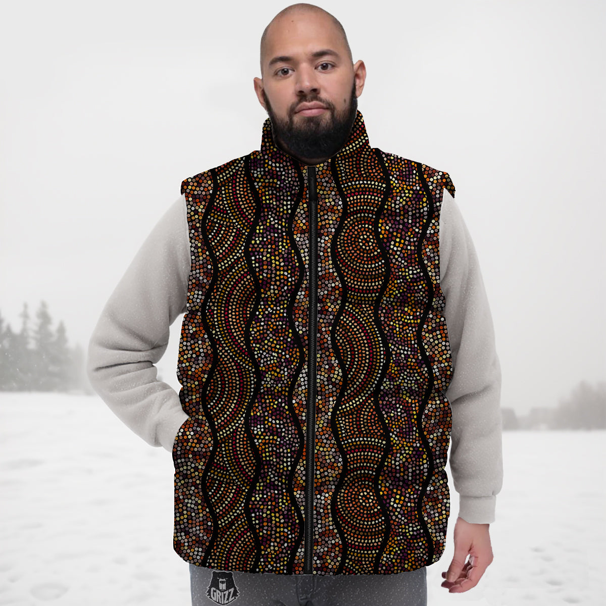 Afro African Dot Print Pattern Down Vest
