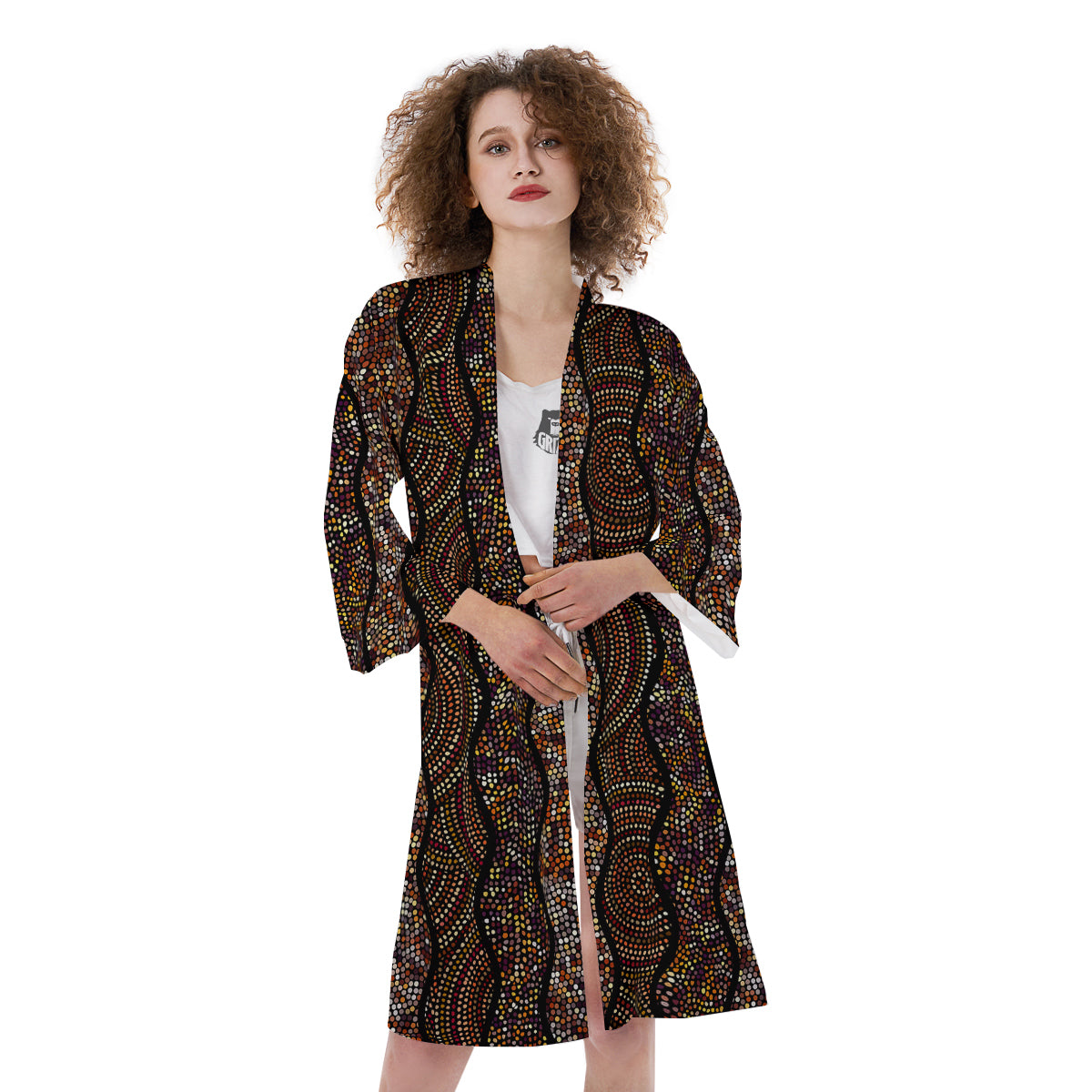 Afro African Dot Print Pattern Kimono-grizzshop