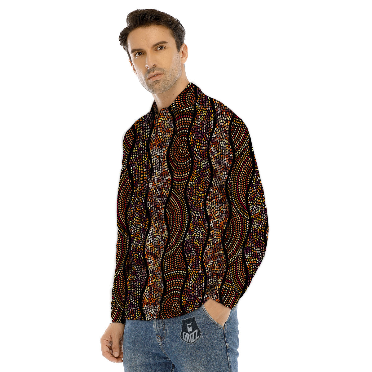 Afro African Dot Print Pattern Men's Dress Shirts-grizzshop