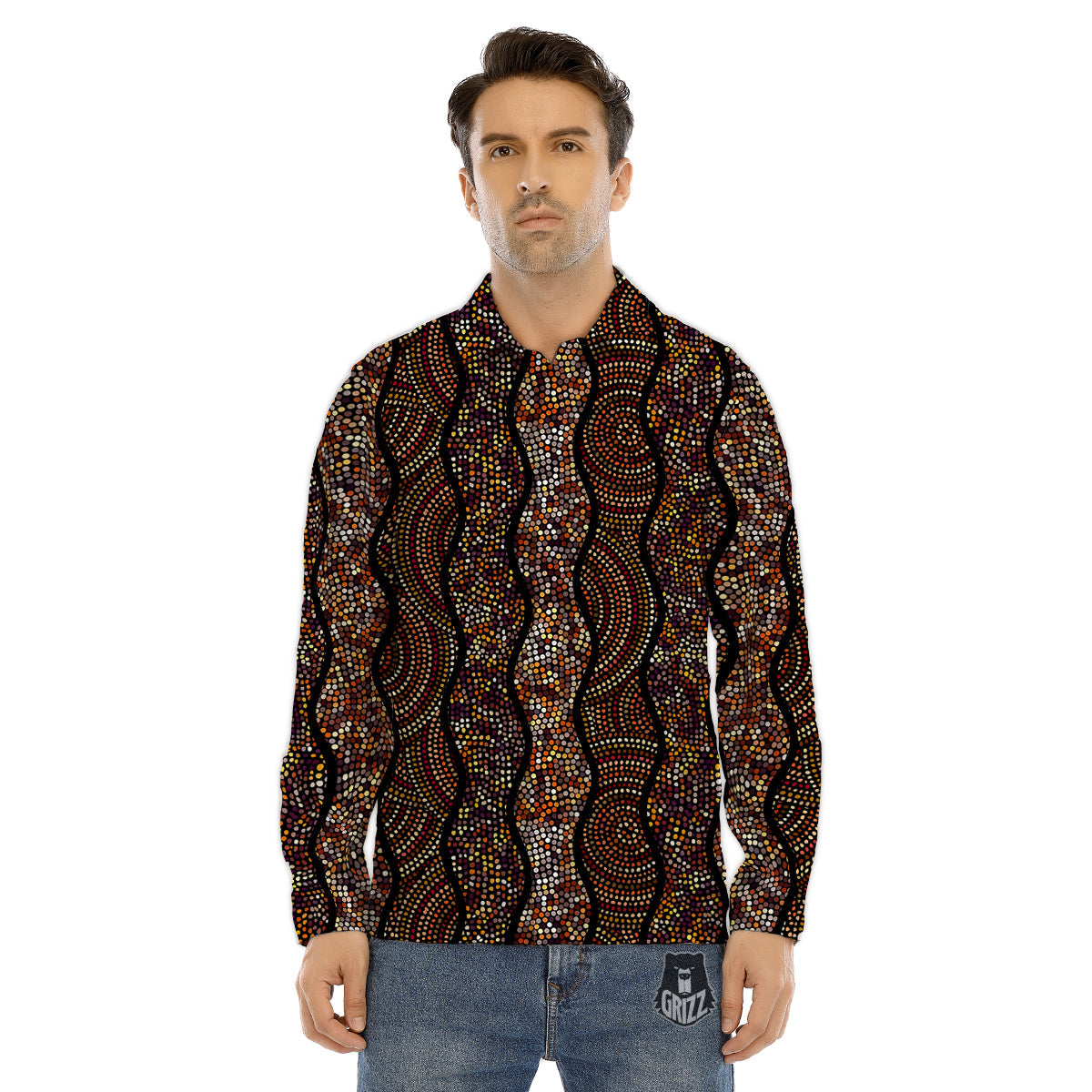 Afro African Dot Print Pattern Men's Dress Shirts-grizzshop