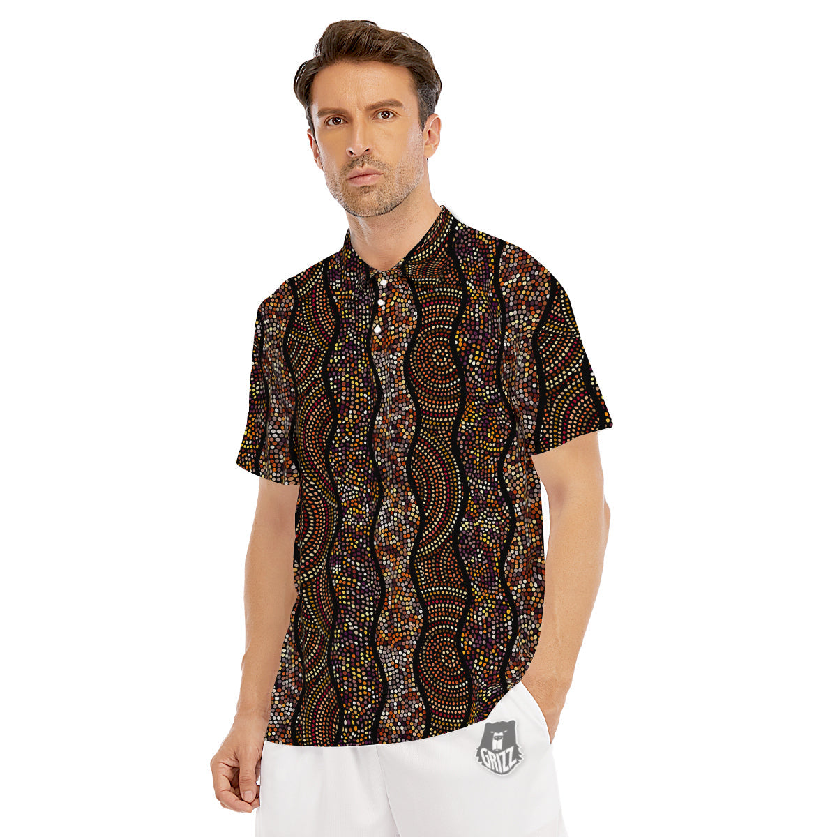 Afro African Dot Print Pattern Men's Golf Shirts-grizzshop