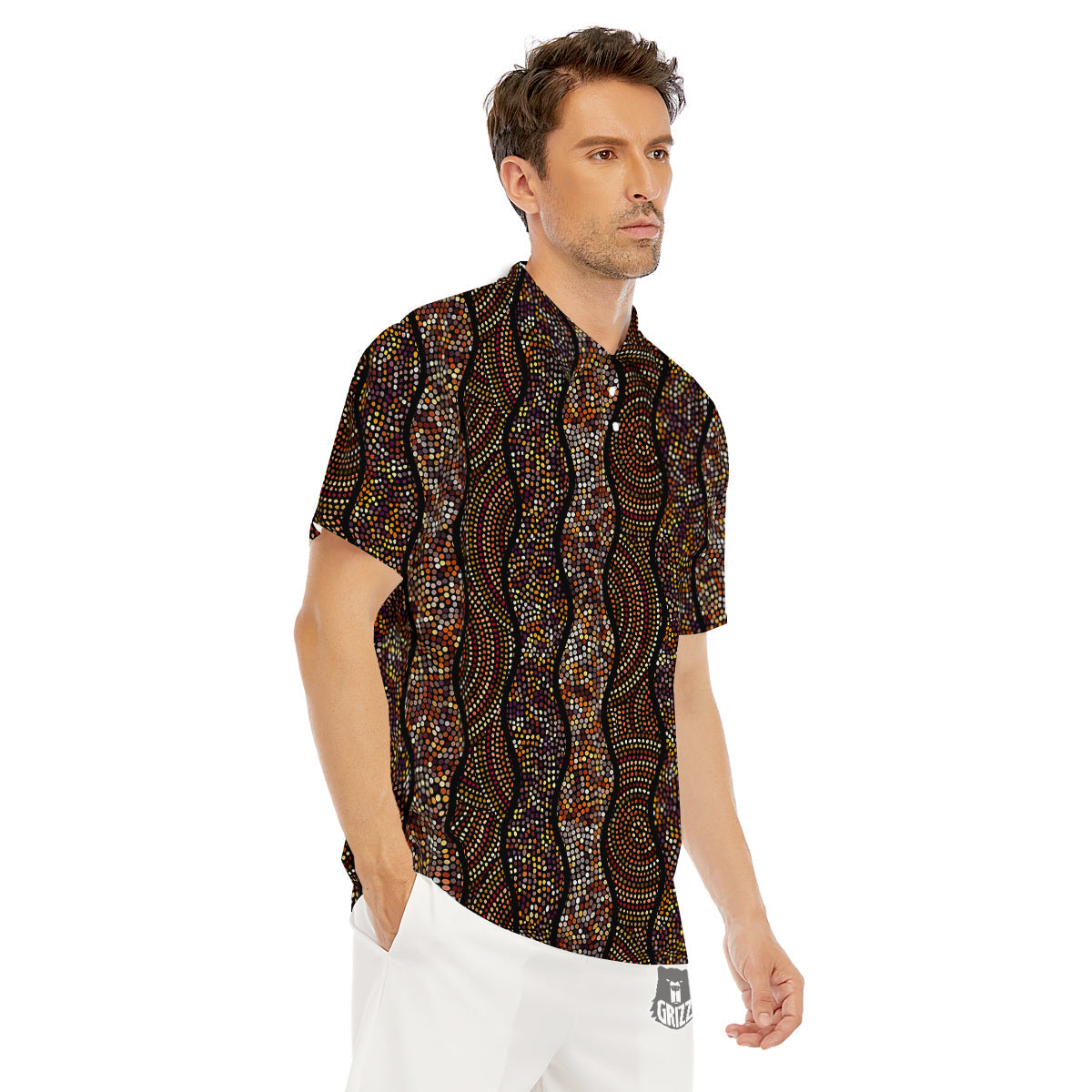 Afro African Dot Print Pattern Men's Golf Shirts-grizzshop