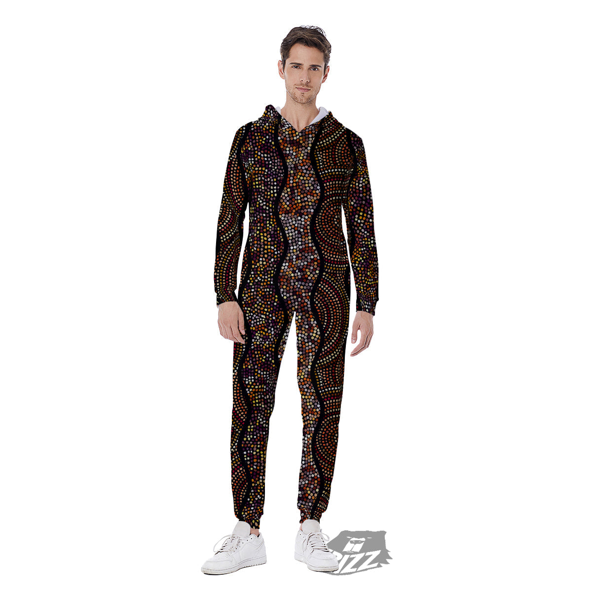 Afro African Dot Print Pattern Men's Jumpsuit-grizzshop