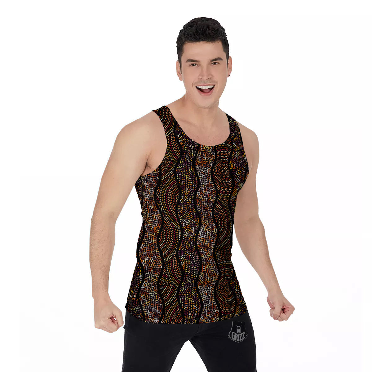 Afro African Dot Print Pattern Men's Tank Top-grizzshop