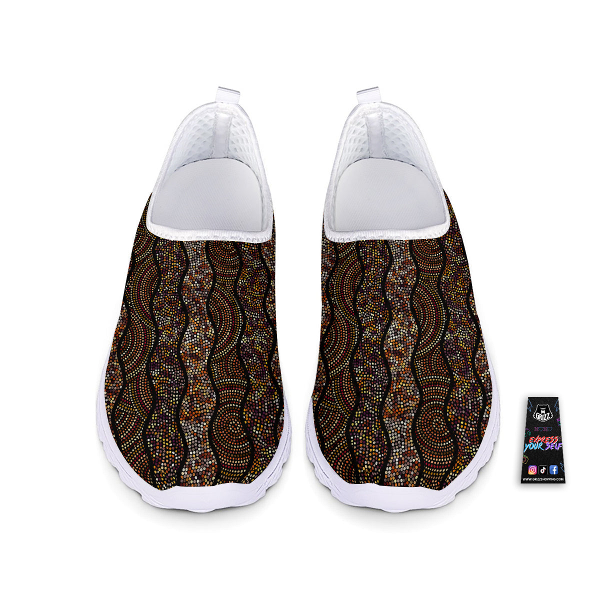 Afro African Dot Print Pattern Nurse Shoes-grizzshop